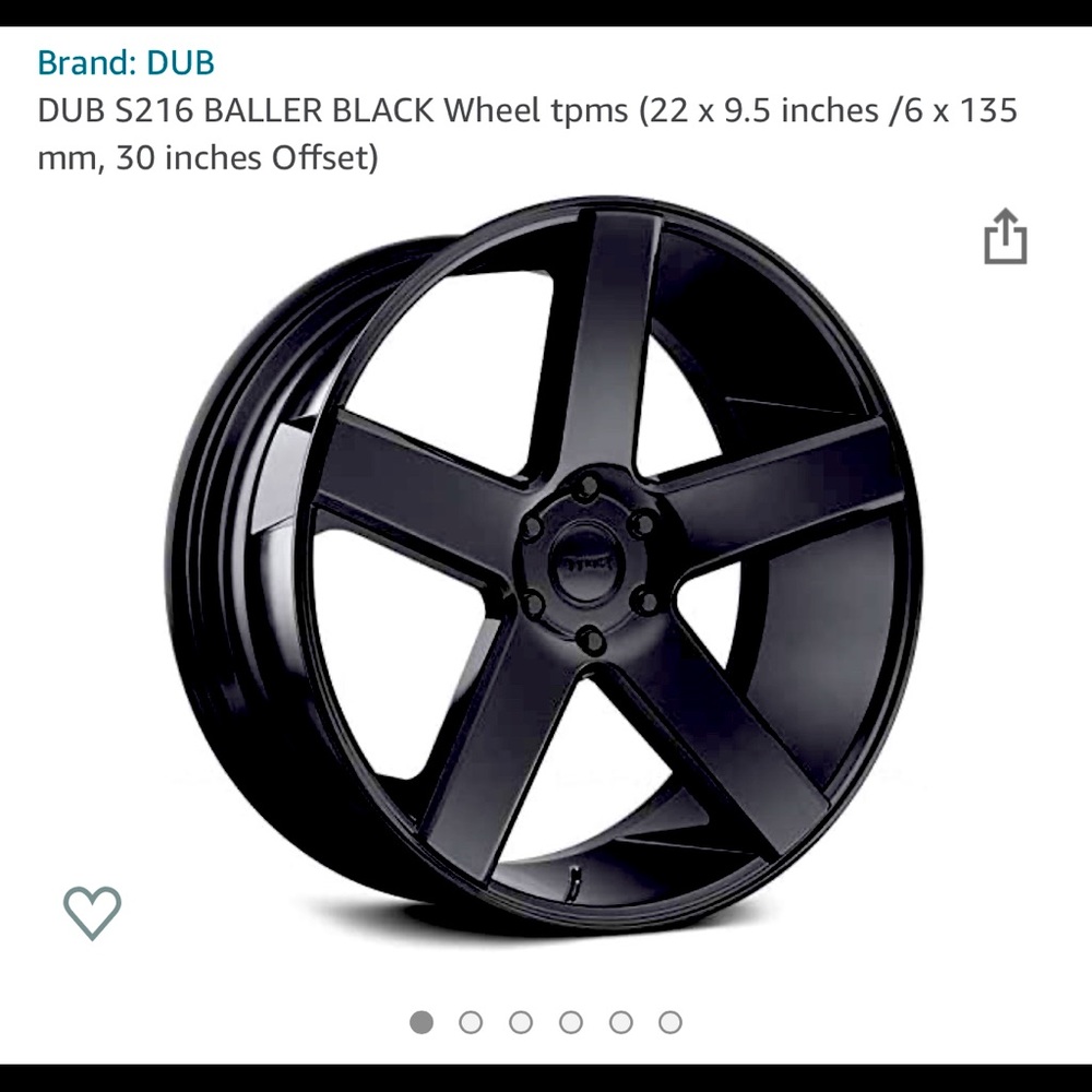 DUB S216 BALLER BLACK Wheel tpms (22 x 9.5 inches /6 x 135 mm, 30 inches Offset)